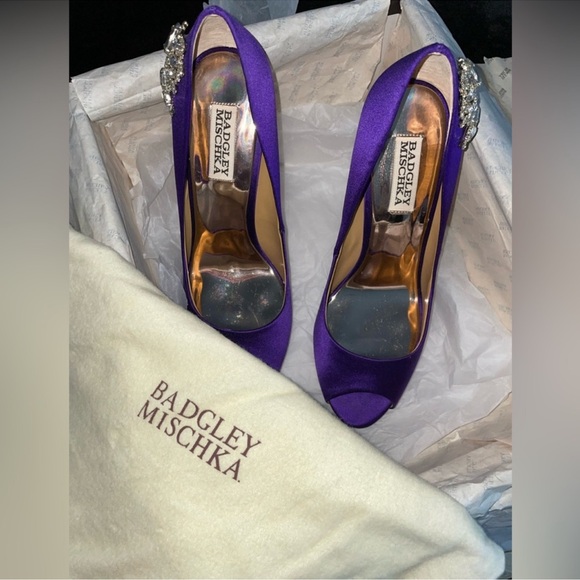 Badgley Mischka 'Royal Embellished' Peep
Toe Pump in Purple - Picture 9 of 16
